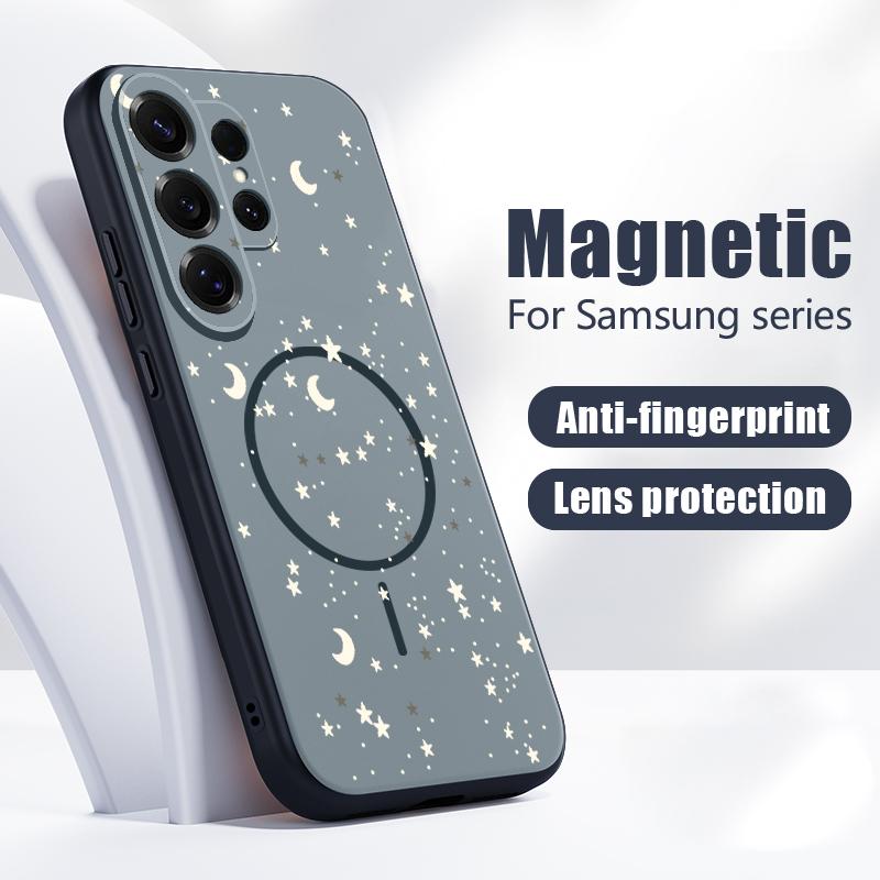 Magnetic For Magsafe Case For Samsung Galaxy S26 Ultra S25 Edge S24 Plus S23 FE S22 A17 A54 A55 A56 A57 5G Lucky Stars Planet Pattern Cover