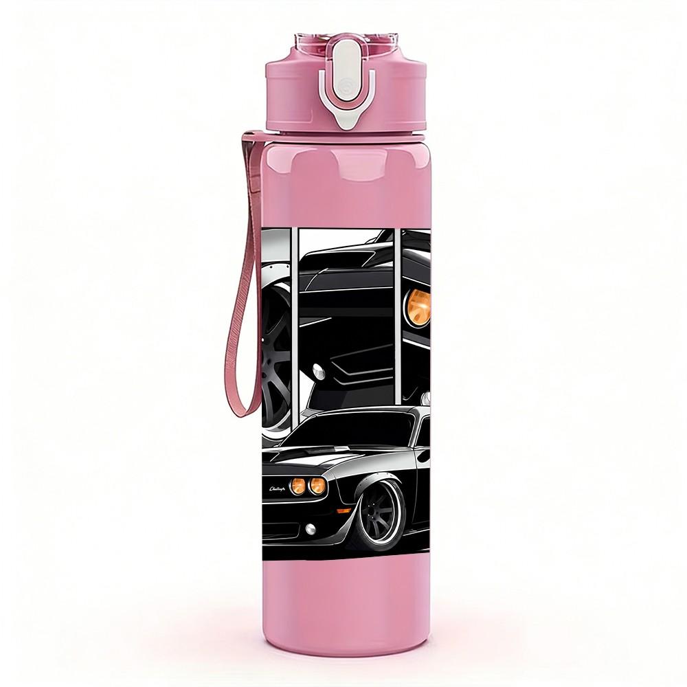 1PC Classic Black Truck 750ml Color Plastic Sports Water Bottle Leakproof Flip Straw Lid Suitable for Sports Office Home Use