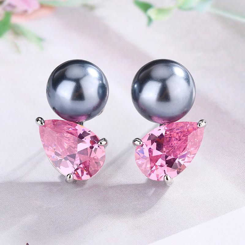 New jewelry jewelry pearl stud earrings S111 silver needle colored treasure pearl collision fashion high personality women's spot