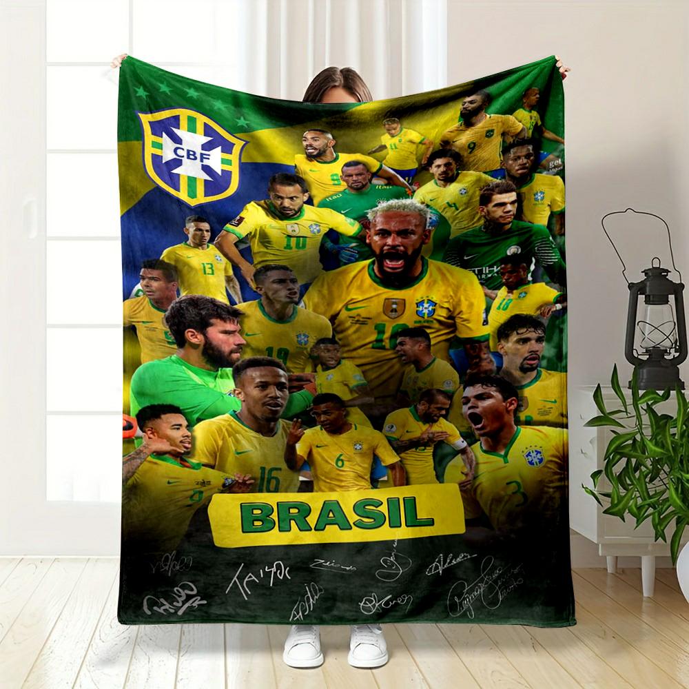 Brazil Football Team Designed Flannel blanket for bedroom, living room, sofa, and nap
