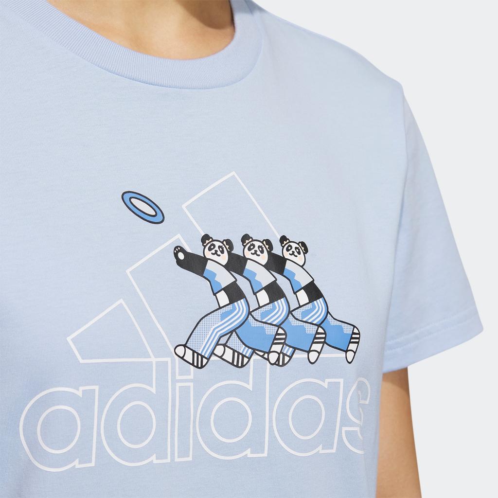 adidas Badge Of Sport Cartoon Panda Alphabet Logo Print Casual Short Sleeve T-Shirt Women Tops Light-Pink Blue IP3936
