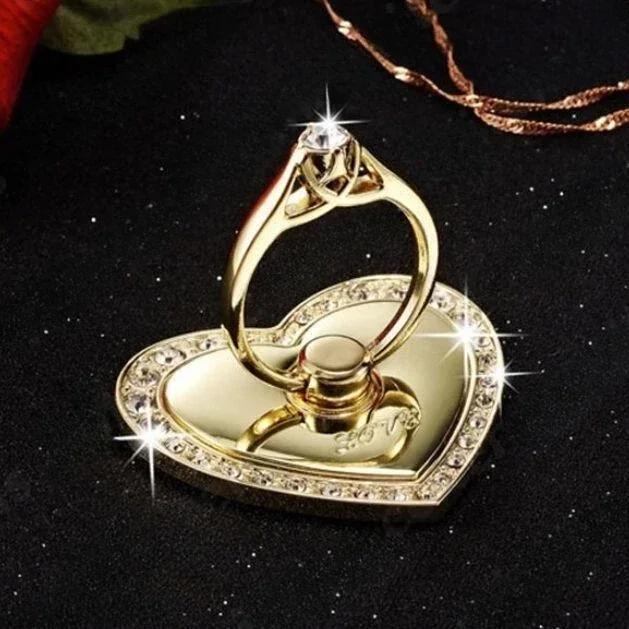 Heart-shaped Diamond Mobile Phone Holder Phone Ring Holder Accessories