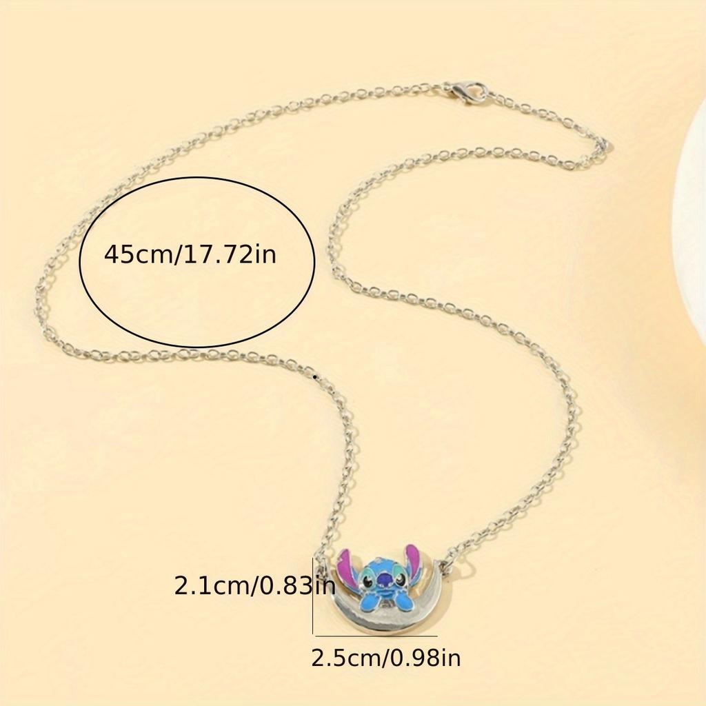 Collana con Ciondolo a Forma di Stella, Baby Carino, Stitch, Luna, Collana Creativa Stitch, Regalo per Migliore Amico
