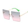 Women Luxury Oversized Rimless Sun Glasses Vintage Square Sunglasses Shades Female Fashion  Designer Clear Oculos De Sol