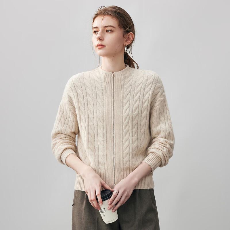 Kemeng Boka Women's 2025 Autumn/Winter Thickened Cable Knit Cashmere Cardigan