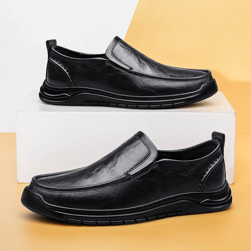 Men Genuine Leather Casual Shoes Classic Simple Comfy Man Loafers Slip On Business Shoes Soft Moccasins Breathable Driving Shoes