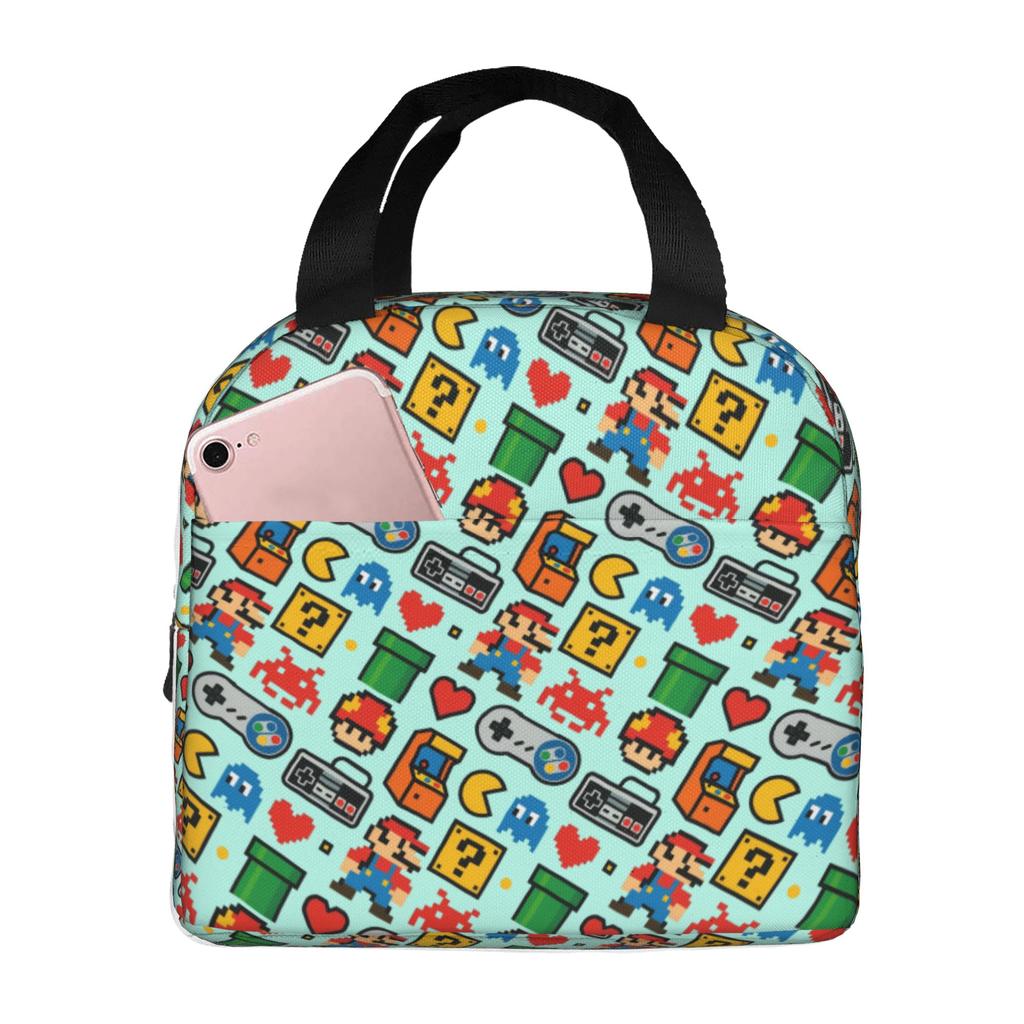 Custom M-Marioed Insulated Lunch Bags for Outdoor Picnic Cartoon Leakproof Thermal Cooler Lunch Box Unisex