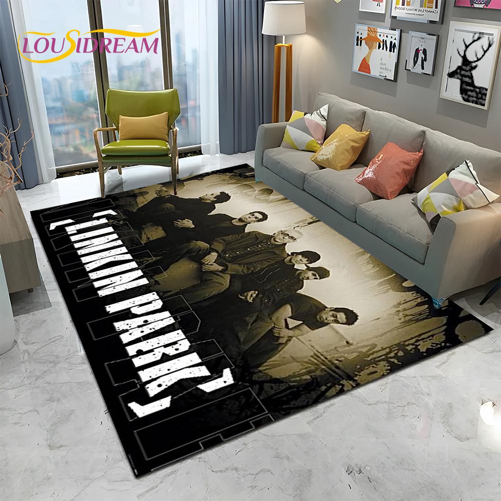 3D Retro Rocková Kapela L-Linkin Park Logo Kobercový Koberec pre Domácu Obývaciu Izbu Spálňu Pohovku Rohožka Dekorácia, Detská Plocha Koberec Protišmyková Podložka na Podlahu