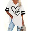 Plus Size Heart Print T-Shirt Casual Crew Neck Short Sleeve T-Shirt Women's Plus Size Clothing