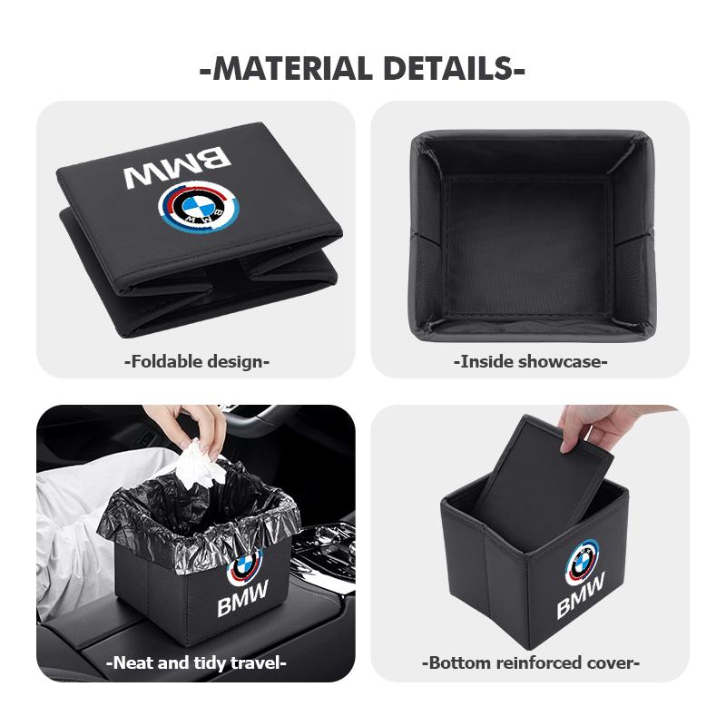 Portable Car Trash Bin Garbage Can Foldable Waste Storage Basket For BMW 50th Anniversary Edition E36 E46 E53 E90 E60 E93 E87 Cyfp80