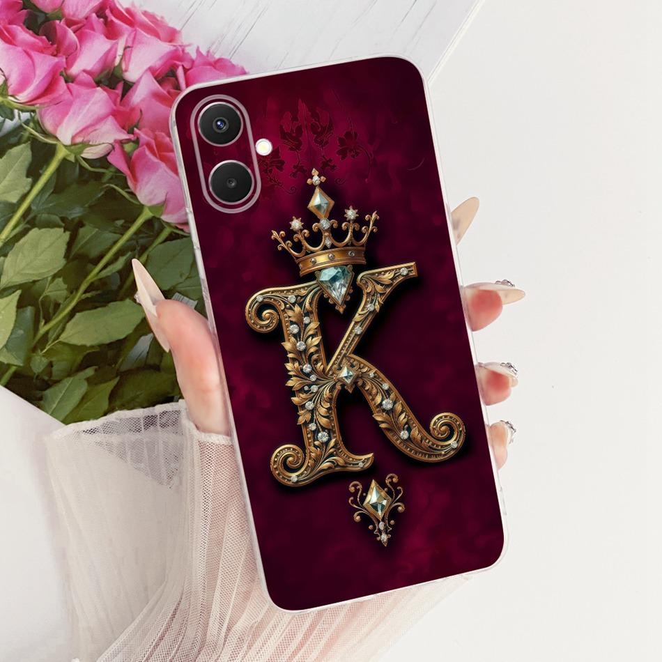 For Samsung Galaxy A07 4G Royal Crown Initial Letter Couple Phone Case For Samsung A07 4G A075B Soft Silicone TPU Covers Bumpers