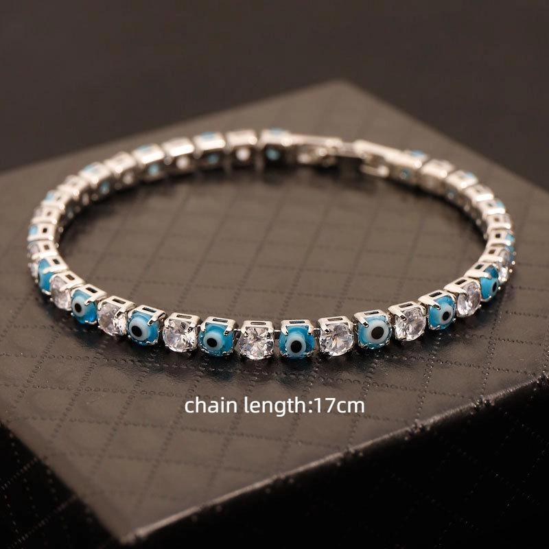 Blue Evil Eye Adjustable Zircon Tennis Chain Bracelets For Women Men Jewelry Gifts