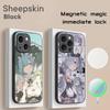 Re Zero Cute Girl Classic Anime Pattern Phone Case For iPhone 17 16 15 14 13 12 Plus Pro Max High-end Luxury Magsafe Sheepskin