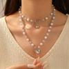 Imitation Pearl String Chain Fashion Niche High-end Gothic Love Pendant Necklace Sweater Chain Accessories