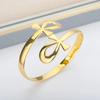 Stainless Steel Bracelet For Women Men Aesthetic Flower Leaf Bangle Opening Gold Color Geometric Bangles Bracelets Femme Jewelry