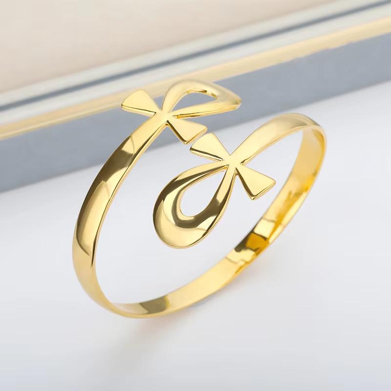 Stainless Steel Bracelet For Women Men Aesthetic Flower Leaf Bangle Opening Gold Color Geometric Bangles Bracelets Femme Jewelry