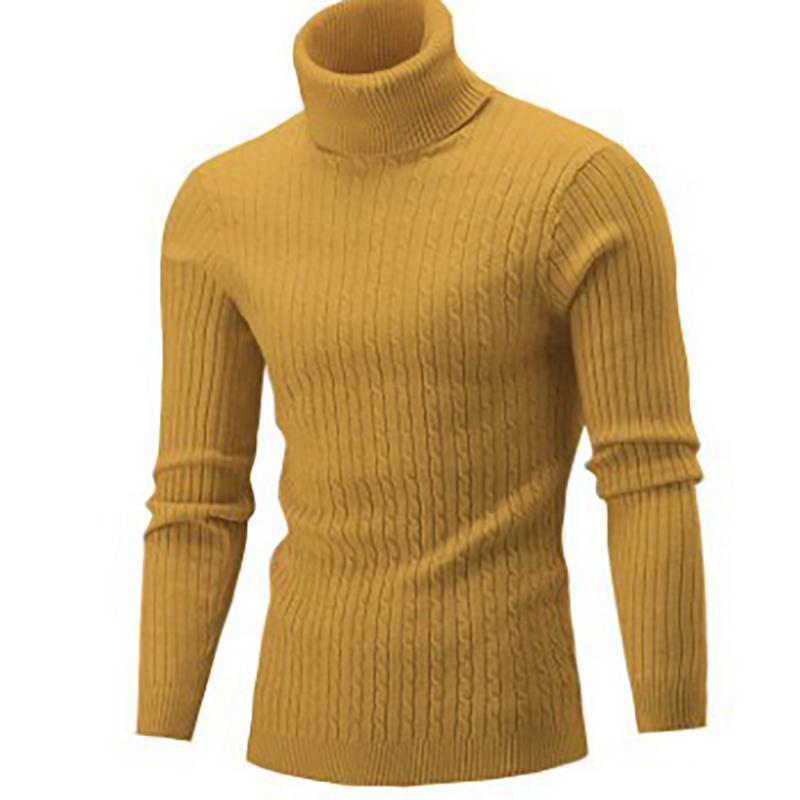Men's Casual Slim Turtleneck Sweater Warm Long Sleeve Tops Knitwear Plus Size Warm SlimBase Suit Keep Warm Clothes Long Top