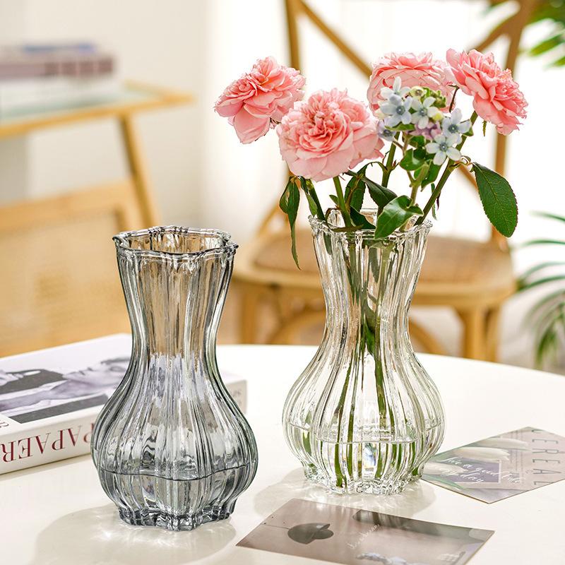 Transparent Glass Vase Nordic Flower Vases Ins Plants Bottle Flower Arrangement for Home Office Living Room Desktop Decoration