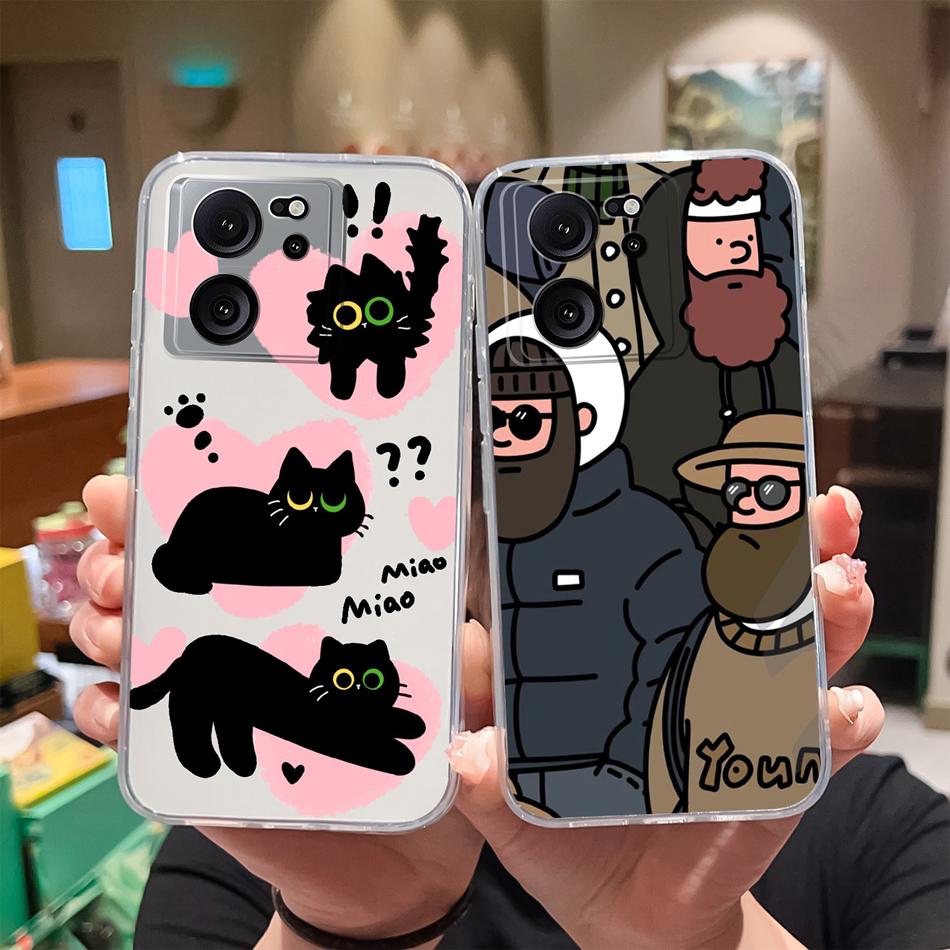 Clear Case For Xiaomi 13T Pro Soft TPU Silicone Cute Cartoon Back Cover For Xiaomi 13 T 13TPro Anti Drop Lightweight Phone Cases