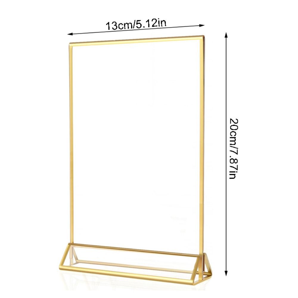 Transparent Acrylic Golden Sign Holder DIY Elegant Table Cards Picture Frame with Base Durable Menu Card Rack