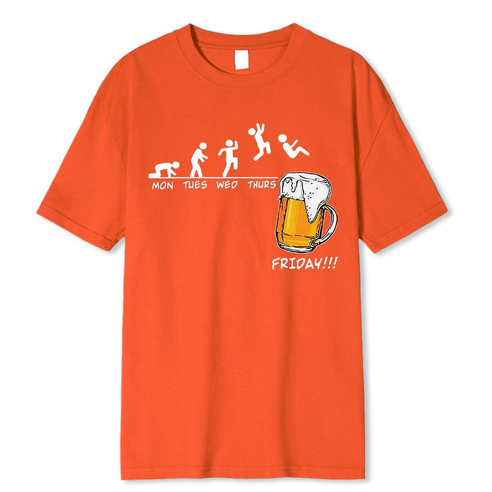 Friday Beer Print Brand T-shirts Funny Graphic Hip Hop Summer Tshirts Streetwear Cotton Harajuku T-Shirt Short Sleeve