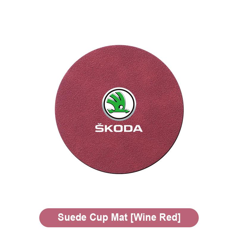 New Car Coaster Mat Water Cup Slots Non-Slip Pad for Skoda Octavia 1 2 3 A4 A5 MK2 Fabia Kapoq Kodiaq Rapid SCALA