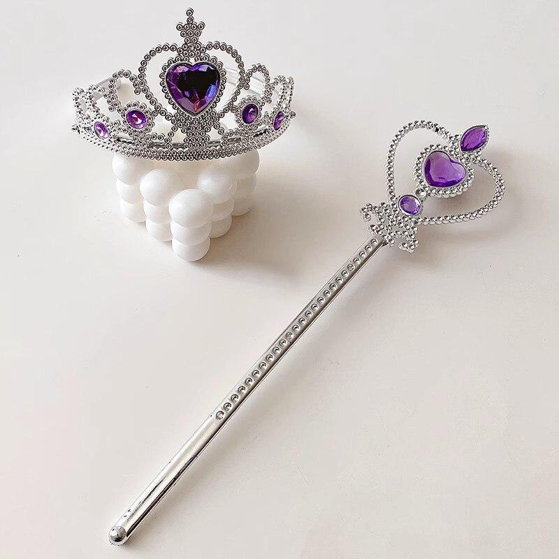 Non-Toxic 6Pcs Rhinestone Tiara Crown And Magic Wand With Glitter Crystal Head Hoop Jewelry Hair Accessories For Children Teens Birthday Gift