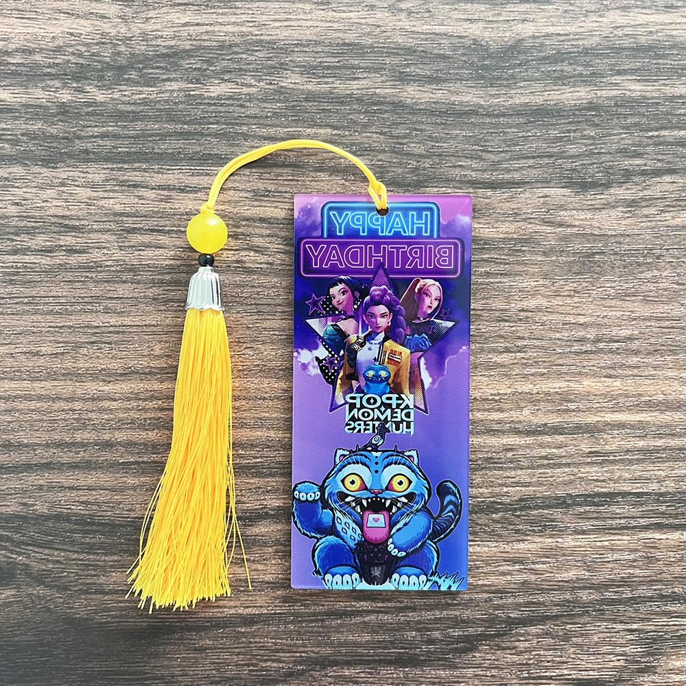 1/2/4pcs KPOP Demon Hunters Saja Boys Derpy Tiger Acrylic Bookmarks with Tassel Book Clip Student Stationery School Supply