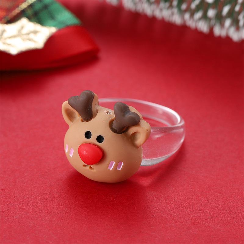 Christmas Cartoon Ring with Bear, Bell, and Reindeer - Festive and Fashionable