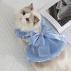 Katzenkleidung Prinzessin Merry Schleifenkleid Frühling und Sommer Dünn Blau Katze Kätzchen Haarloser Kater Kleidung