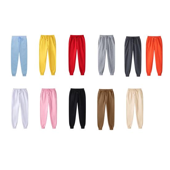 Women Sport Pants Drawstring Elastic Waist Loose Jogging Ankle-banded with Pockets Solid Color