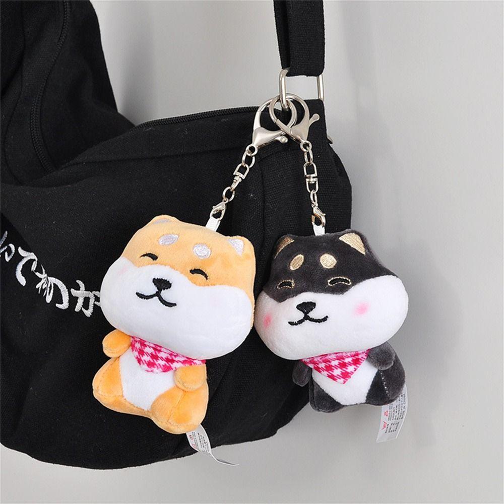 Plush Doll Plush Dog Keychain Stuffed Doll Puppy Dog Pendant Scarf Shiba Keyring Couple Gift