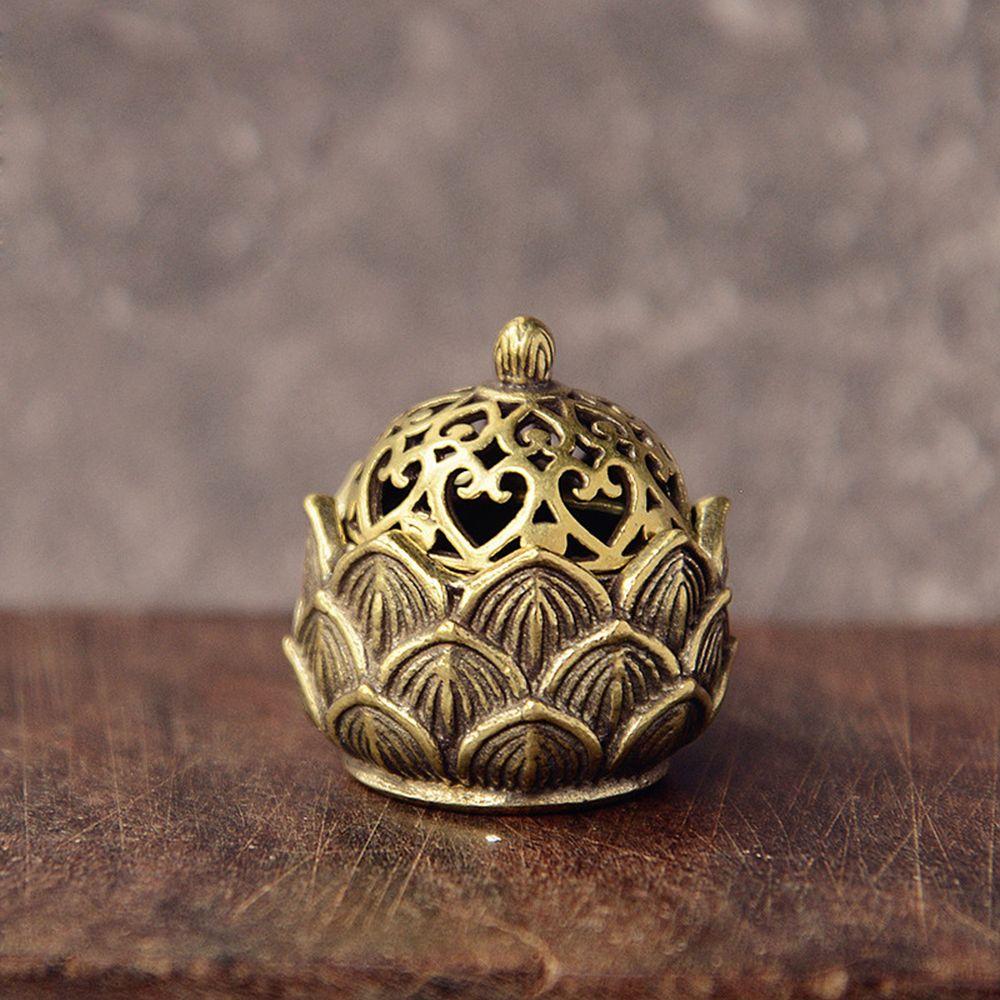 Desktop Ornaments Cense Stick Holder Mini Qilin Head Hollow Lotus Incense Burner Retro Brass Censer