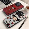 Pucca Süß Liebe Handyhülle Für iPhone 16,15,14,13,12,11,8,7,Pro,Max,Plus,Mini,XS,SE Anti-Fall Schwarz Matt Hart