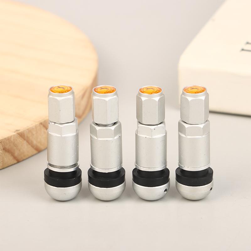 4Pcs Aluminum Alloy Car Tubeless Wheel Tyre Valve Durable Professional Car Tire Accessories Stem Round Bottom Hex Cap Car