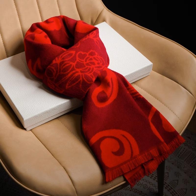 Fu Character Big Red Natal New Scarf Men and Women Winter 2025 Gift Box 2025 Will Scarf