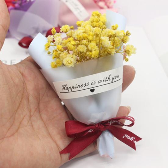 2 Pcs Mini Dried Flower Bouquet Artificial Rose Natural Gypsophila Floral Bouquet for Photo Props DIY Craft Home Wedding Party Decor