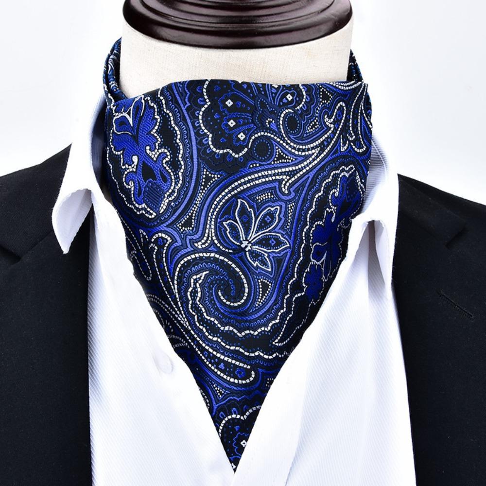 Vintage Luxury Ascot Tie Floral Pattern Paisley Polka Dot Cravat Tie Jacquard Woven Scarf Self Tie Wedding Party
