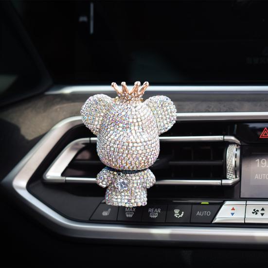 Air Rhinestone Freshener Car Bear Air Vent Mount Long Lasting Fragrance Odor Removal Clip Type Automotive Air Outlet Aromatherapy Diffuser Car