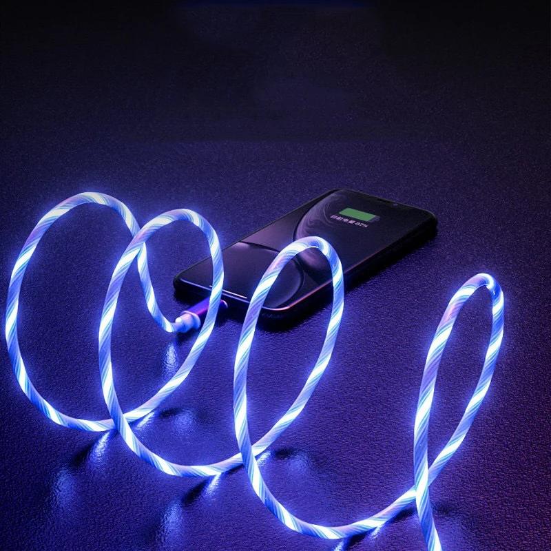 Câble Lumineux 3A Micro USB Type C Câble de Chargement Pour Sony Xperia Huawei Xiaomi Lumière LED Chargeur Cordon USB Flux Lumineux