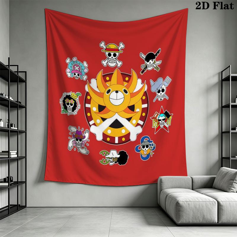 Tenture murale Pirates du Chapeau de Paille One Piece Accroche murale esthétique Couverture en tissu imprimé Tapisseries décoratives pour chambre à coucher salon décoration de maison