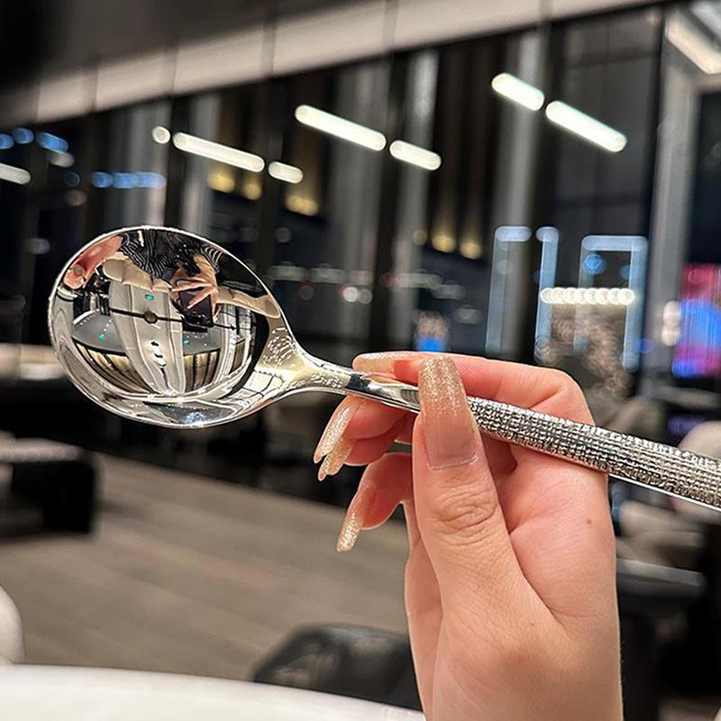304 Stainless Steel Spoon Long Handle Tablespoons Hot Pot Soup Ladle Ramen Noodles Scoop Kitchen Tableware Cooking Utensils