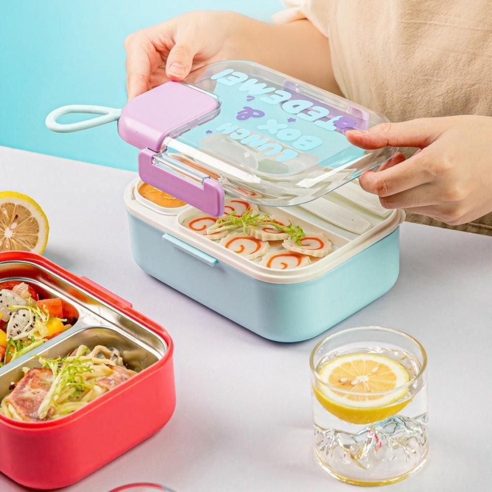 With Handle Children Lunch Box Durable Food Container Set New Kids Bento Box  Outdoor Use