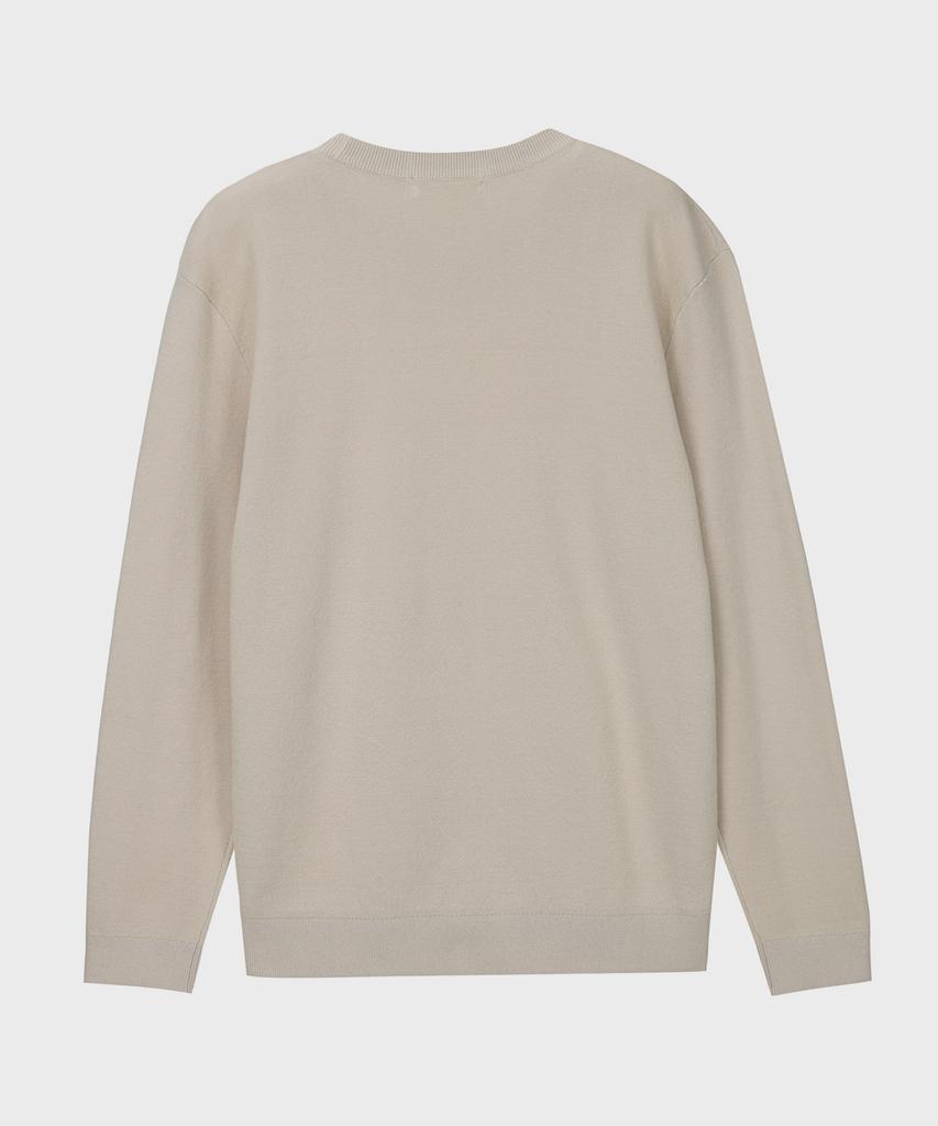 BASIC HOUSE Uni Supima Semi-Overfit Round Neck Knit Cream Lwkt2101