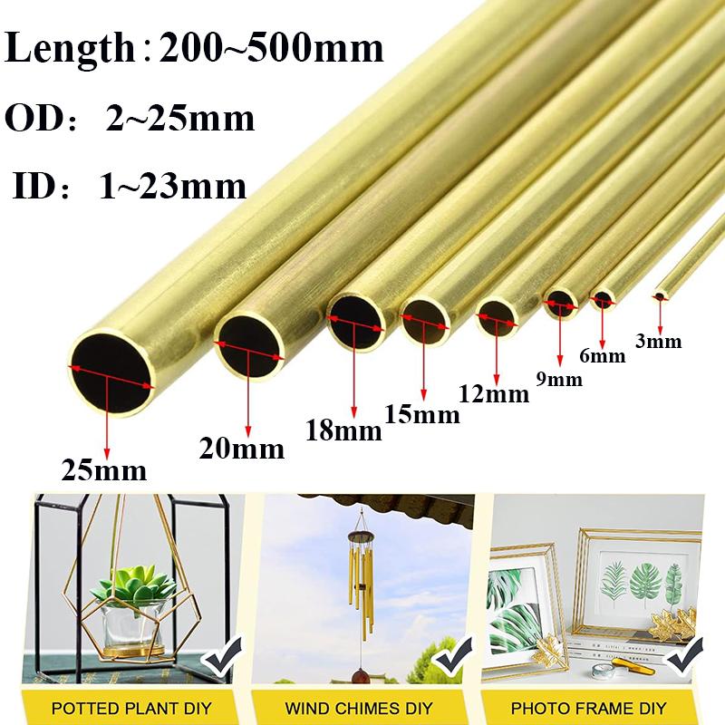 1pcs Brass Tubes DIY Pipe Round Diameter 25/22/20/18/16/14/12/10/8/6mm Length 200mm 300mm 500mm Brass Round Tube