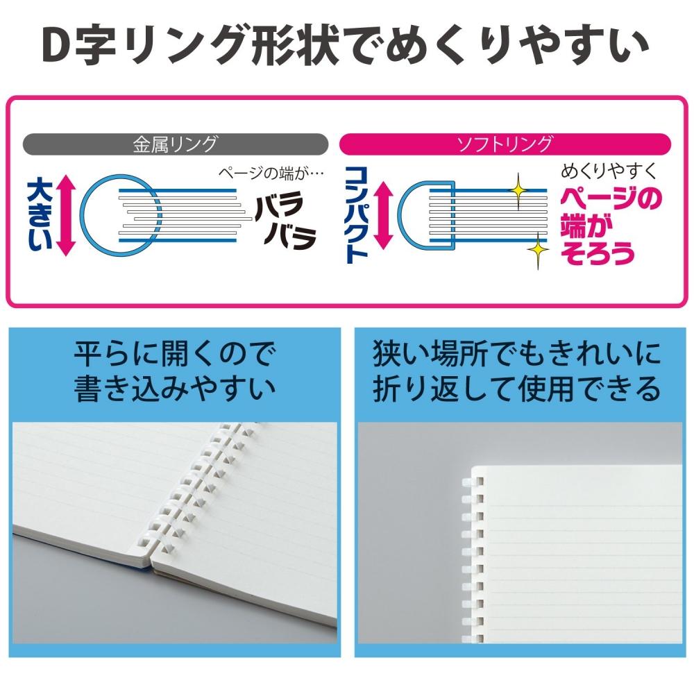KOKUYO Carnet de notes à anneaux souples transparent 80 feuilles semi-B5 ligné B transparent S-SV508B-T