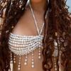 Adjustable Pearls Body Jewelry Body Chain Decoration for Trendy Women Strapless Dresses and Casual Stylish Outfits