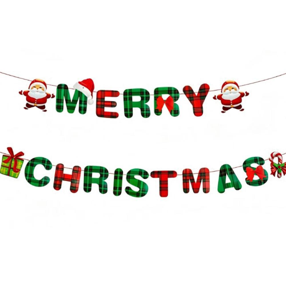 Paper Christmas Flag Cartoon Print Christmas Bunting Banners  Outdoor Indoor