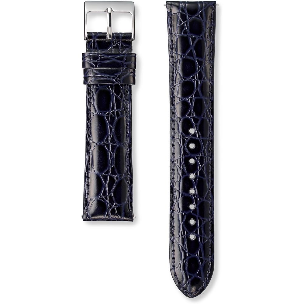 Seiko Watch Men's Genuine Leather Crocodile Pattern Band 19mm Width 16mm Buckle Navy Blue