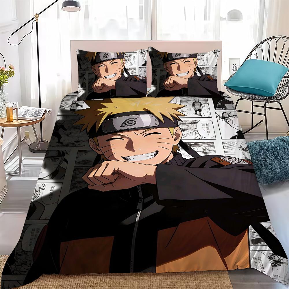 Anime N-Narutoes Duvet Cover Set Home Style Bedding Soft Laundry Cotton Bed 3 Piece Set Student Dormitory Gift